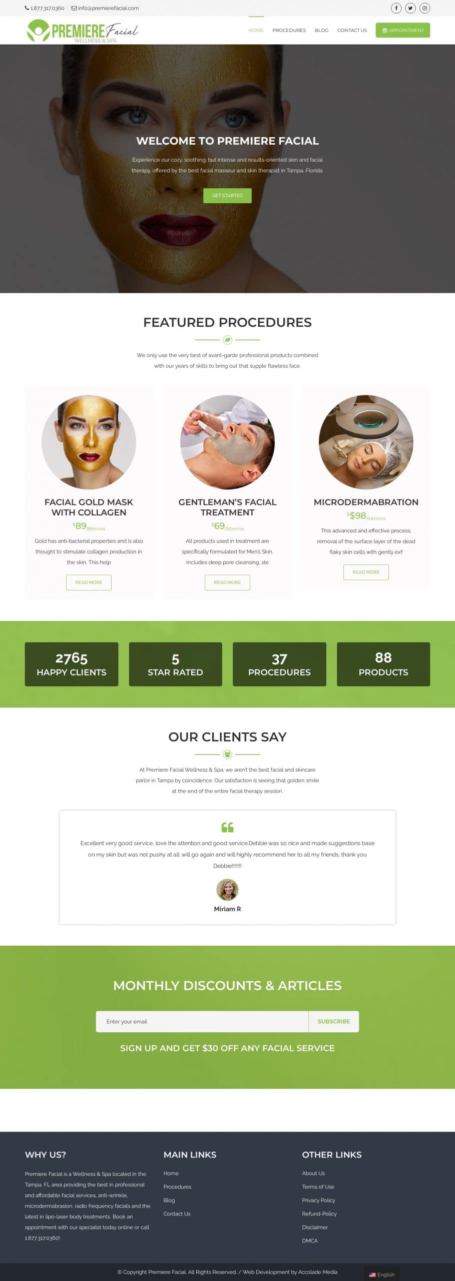 premiere-facial-website-design-layout